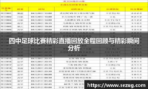 四中足球比赛精彩直播回放全程回顾与精彩瞬间分析