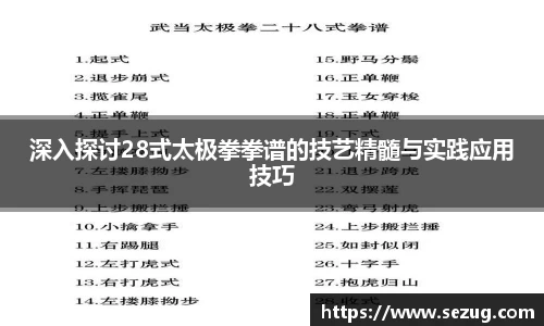 深入探讨28式太极拳拳谱的技艺精髓与实践应用技巧